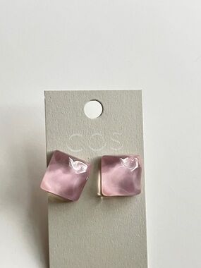 COS Pink Square Resin Stud Earrings